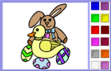 lapin et canard colorier en ligne la paques