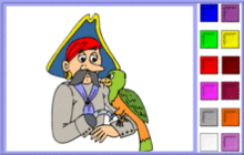 pirate avec son perroquet vert