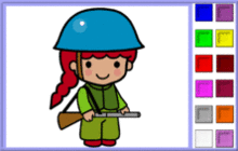 petite fille soldat fusil casque