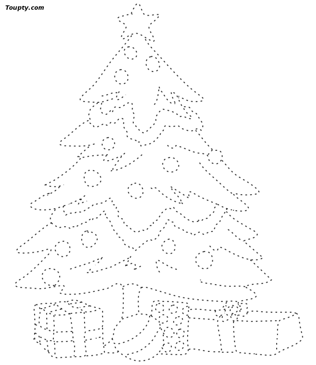 dessin sapin-noel pointillé