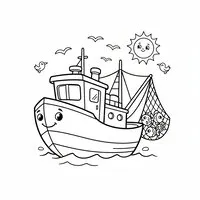 coloriage chalutiers en mer