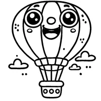 Montgolfière avec visage souriant