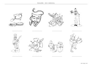 Aperçu de la planche 2 sans les noms : pointillés à compléter, noir et blanc
