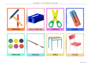 imagier materiel scolaire couleur texte en majuscule