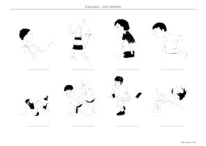 Aperçu de la planche 2 sans les noms : pointillés à compléter, noir et blanc