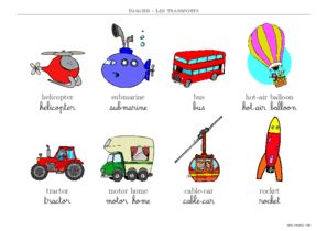 imagie moyens de  transport en anglais