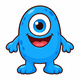 Monstre cyclope bleu souriant