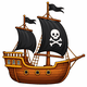 Bateau pirate à voiles noires