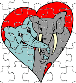 couple éléphants coeur rouge